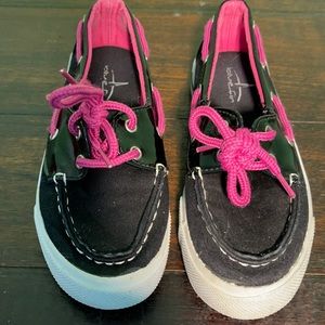 Girls BlueFin black/pink laces slipon  size 13